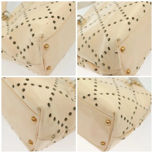 CHANEL Chain Shoulder Bag Enamel Ivory Gold CC Auth 136726 - Picture 14 of 16